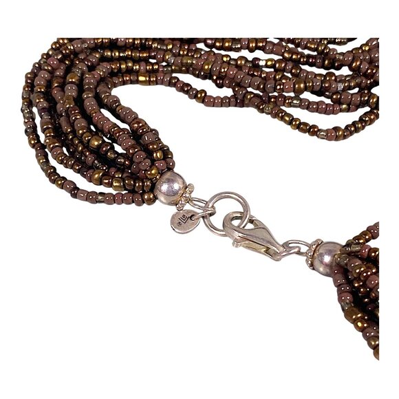 Silpada Bronze Beaded Necklace 17" Brown Glass Bead Torsade Artsy Boho N1815 - Picture 11 of 16